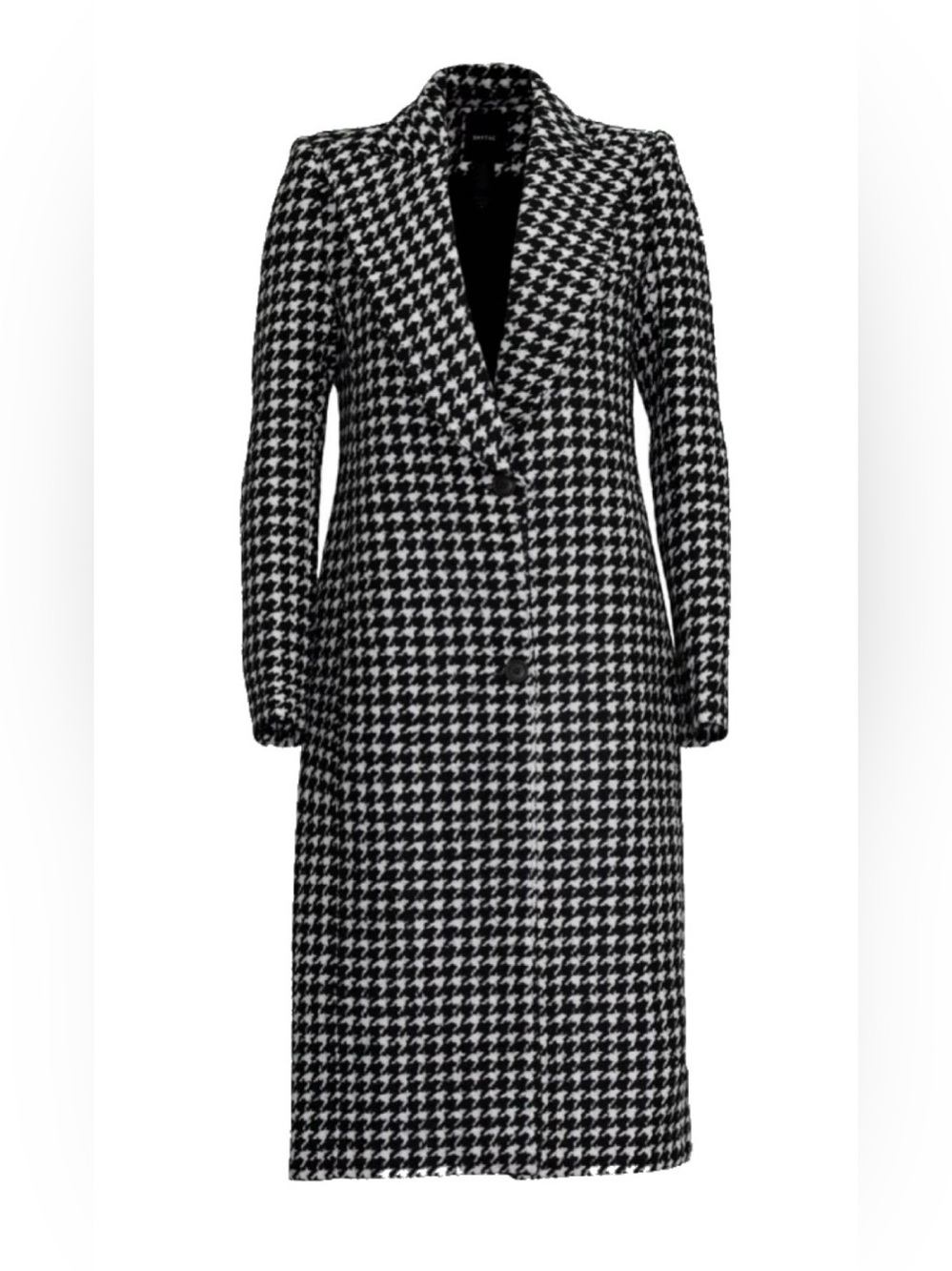 Smythe Peaked Lapel Coat Black and White Houndstooth
